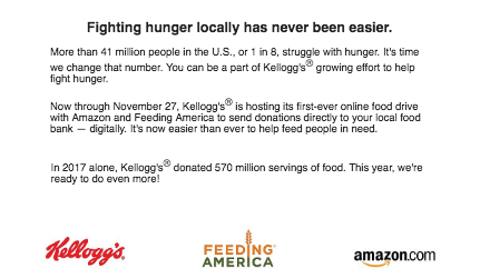 Kellogg's Family Rewards Feeding America Email